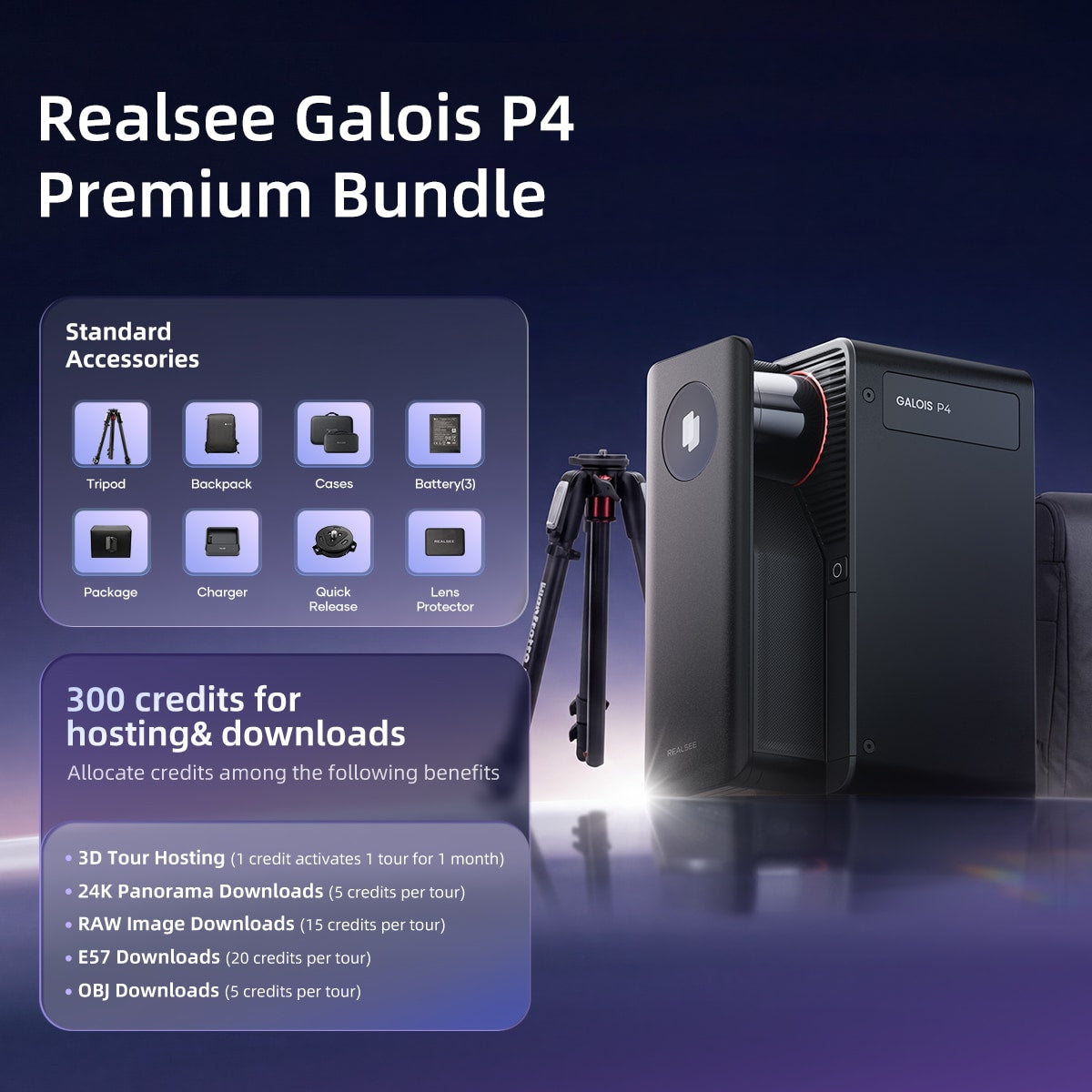 Realsee Galois P4 3D LiDAR Scanner Premium Bundle