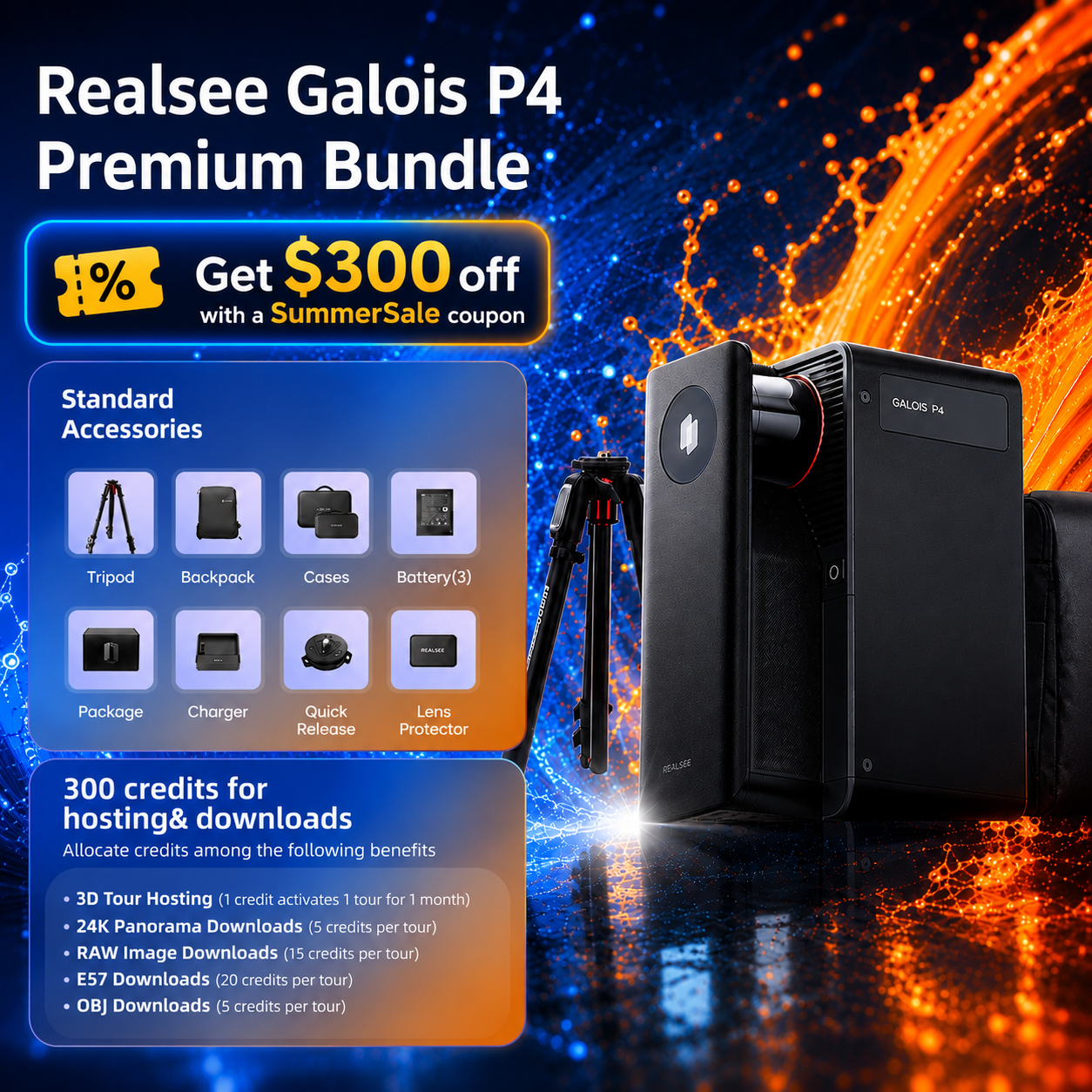 Realsee Galois P4 3D LiDAR Scanner Premium Bundle