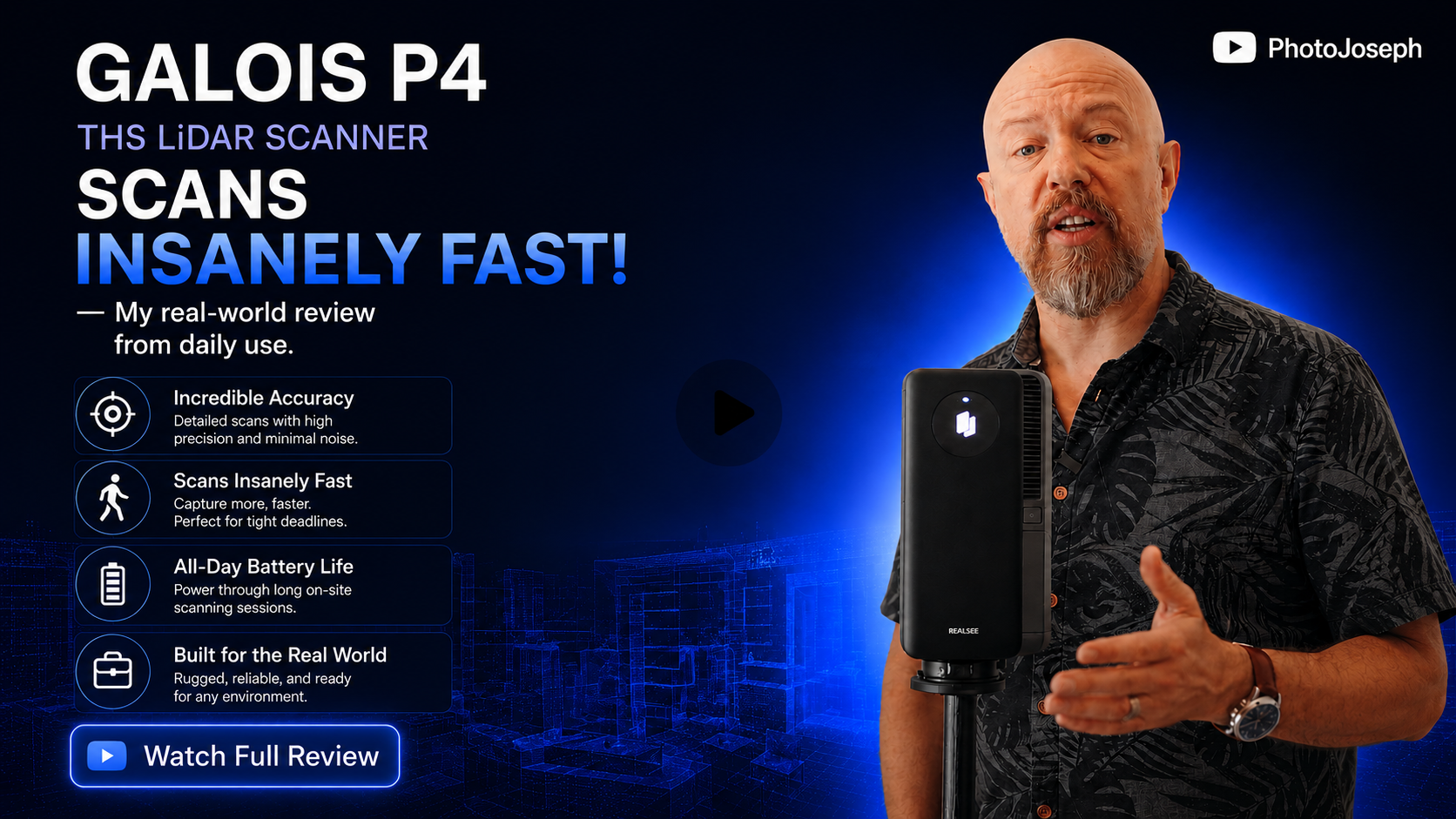 From Youtuber PhotoJoseph: "This New 3D LiDAR Camera Is Insanely Fast! The NEW RealSee Galois P4 LiDAR 360° camera".