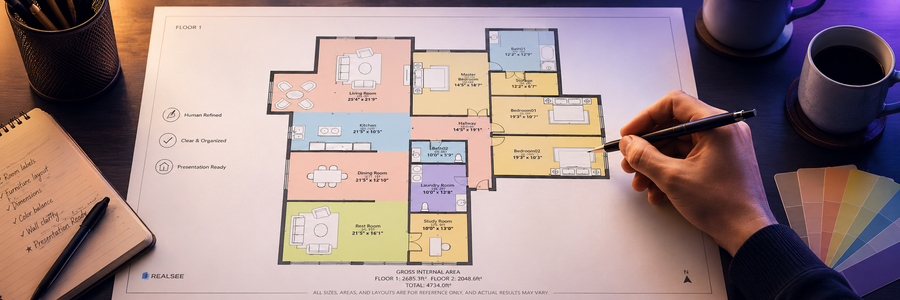 Clean manual floor plan drafting sample placeholder
