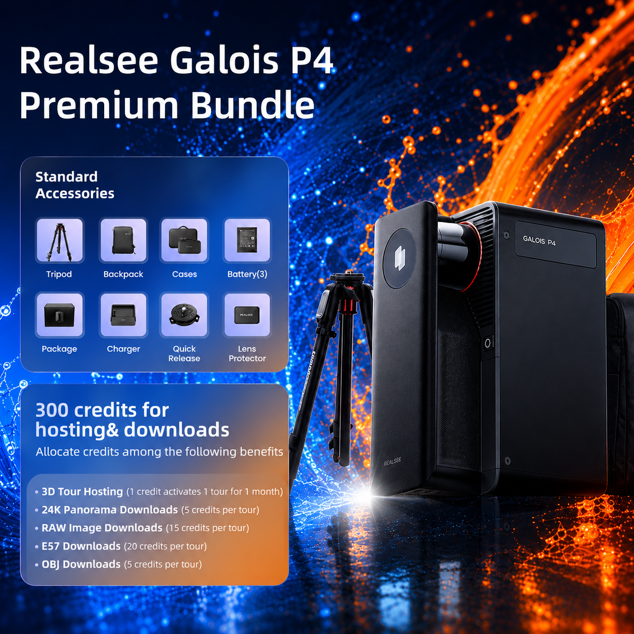 Realsee Galois P4 3D LiDAR Scanner Premium Bundle