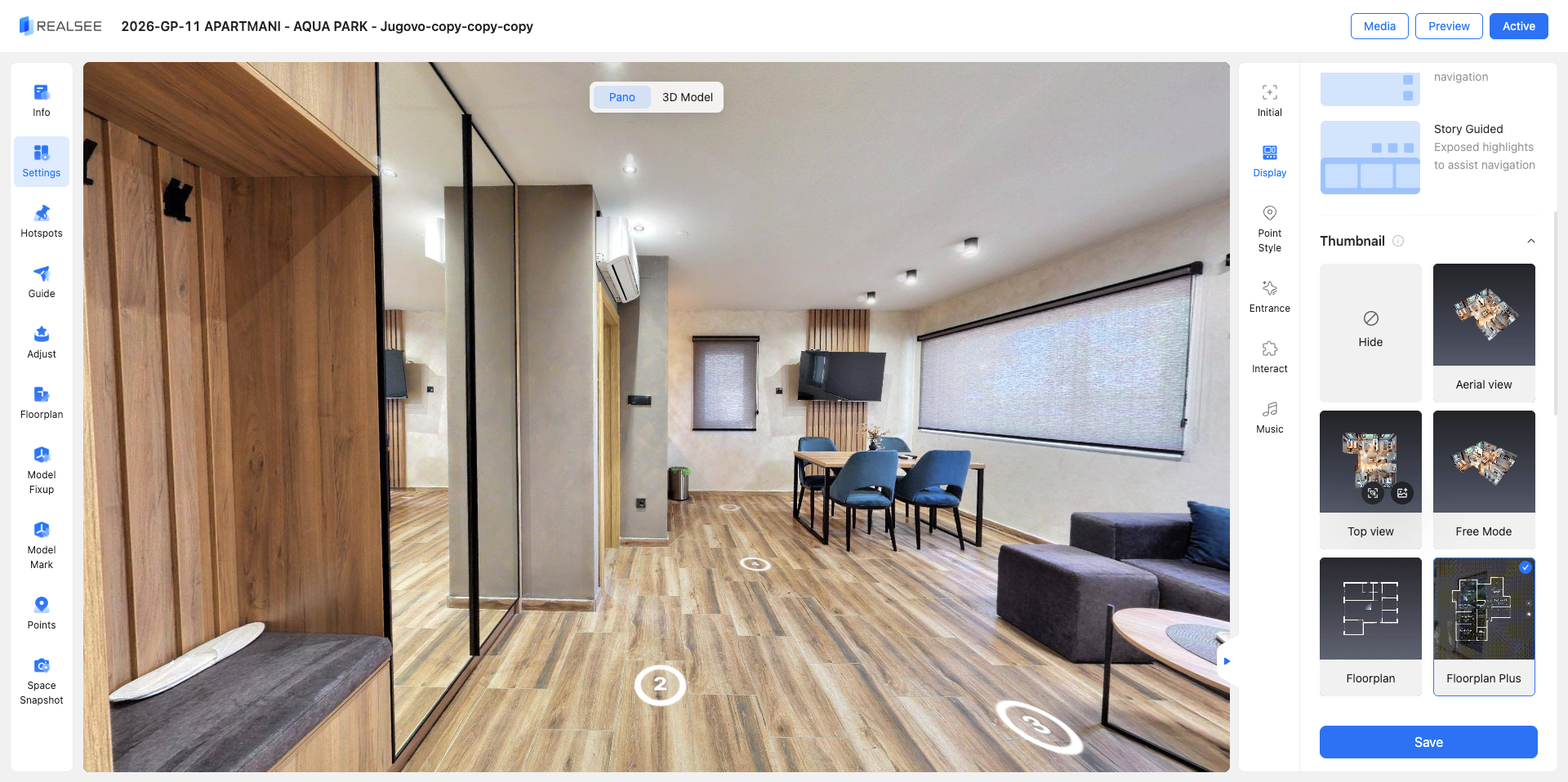 Floor Plan Navigation settings in the Realsee Floor Plan Editor